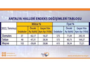 Antalya Ticaret Borsası Temmuz ayı hal endeksini açıkladı