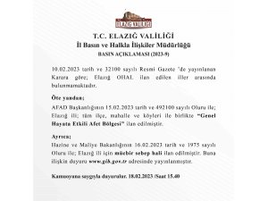 Elazığ Valiliği’nden OHAL açıklaması