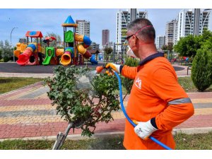 Mersin Büyükşehir Belediyesi ekipleri sahipsiz arazileri ilaçlıyor