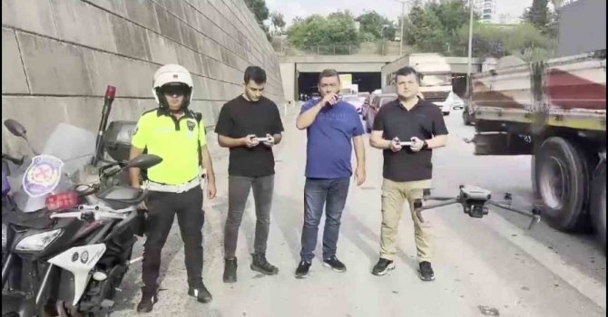 Adana’da sürücülere yönelik dron ile denetim