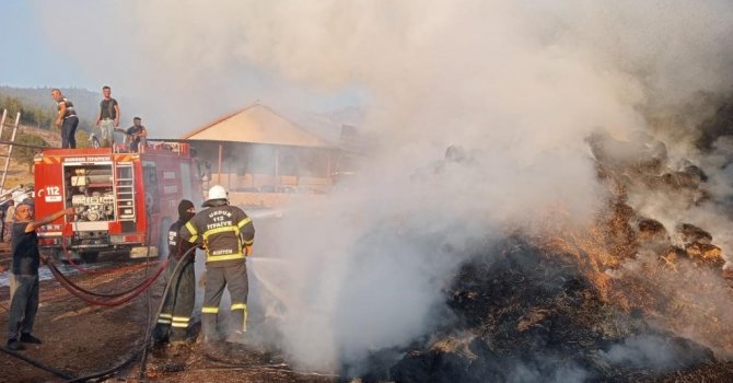 Burdur’da çıkan yangında 2 bin saman balyası kül oldu