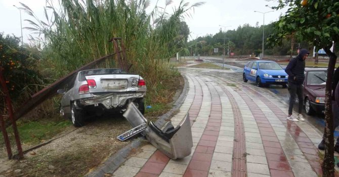 Refüjdeki palmiyeye çarpıp yolun karşısındaki portakal bahçesine daldı