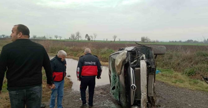 Osmaniye’de otomobil yan yattı: 1 kişi yaralandı