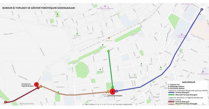 Burdur’da 2024 yılı toplantı ve gösteri yürüyüşü yer ve güzergahları belli oldu