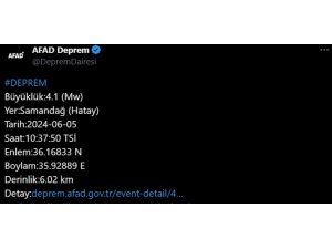 Hatay’da 4.1 büyüklüğünde deprem