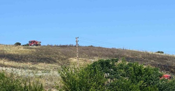 Arsuz’da  ot ve çalı yangını, ormanlık alana sıçramadan söndürüldü