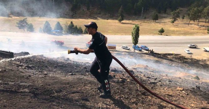 Antalya’da yangın kızılçam ormanına sıçramadan söndürüldü