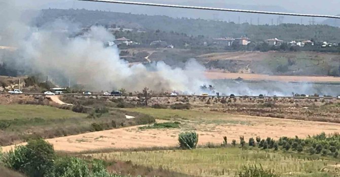 Sigara izmariti yangına neden oldu, dumanlar karayolunu kapladı