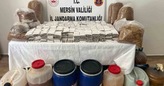 Mersin’de kaçak tütün, makaron ve sahte içki ele geçirildi