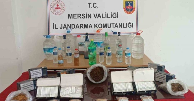 Mersin’de kaçak içki ve makaron ele geçirildi