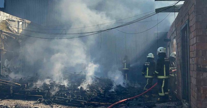 Palet üretim tesisinde korkutan yangın: 1 kişi dumandan etkilendi