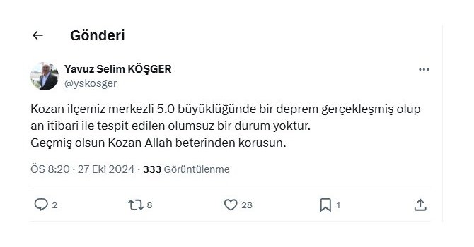 Adana Valisi Köşger: "Olumsuz bir durum yok"