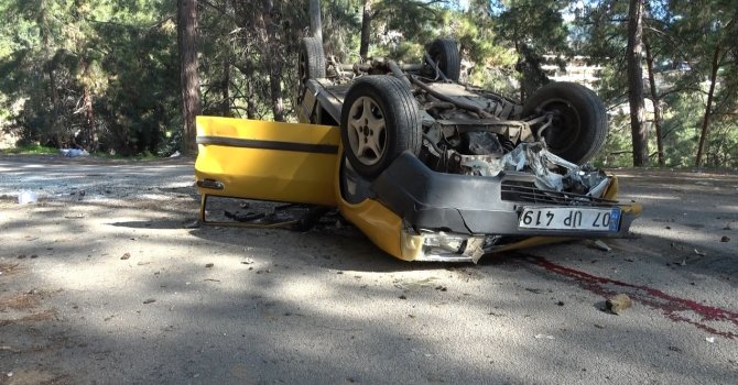 Alanya’da direksiyon hakimiyetini kaybeden otomobil takla attı : 1 yaralı