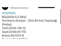 Suriye’deki 5,2’lik deprem Hatay’da hissedildi